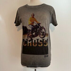 Hero Seven Steve McQueen Tee Shirt Sz Small Gray Graphic Motorcycle Actor